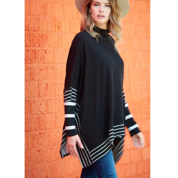 HP! Stripe Contrast Poncho Top - Picture 3 of 5